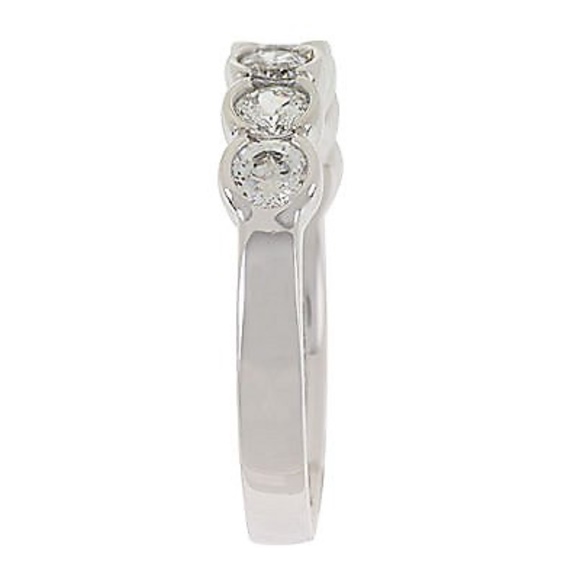 QVC Epiphany Platinum Clad Diamonique 100-Facet Semi-Bezel Ring. 0028 - Picture 3 of 4